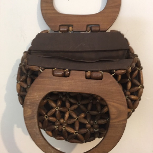 Wood Design Hand Clutch Purse with Liner - Picture 3 of 4